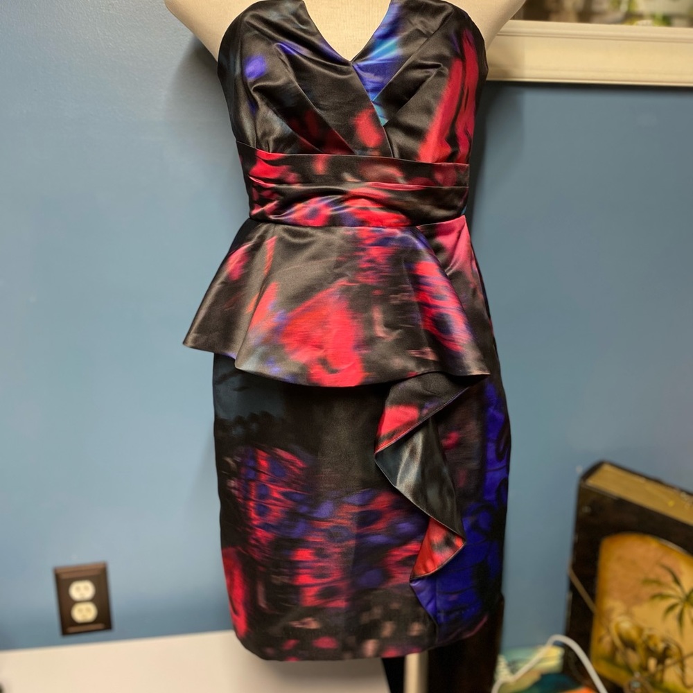 NWT Parker Black Makani Butterfly Print Peplum Dress - Picture 5 of 14